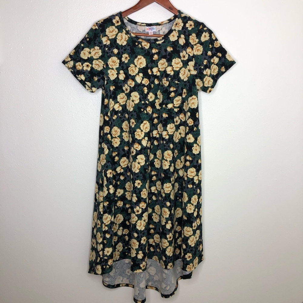 Lularoe Carly Dress XS rose print women’s dress